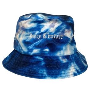 Juicy Couture Bucket Hat One Size Blue Tie Dye Velour Y2K